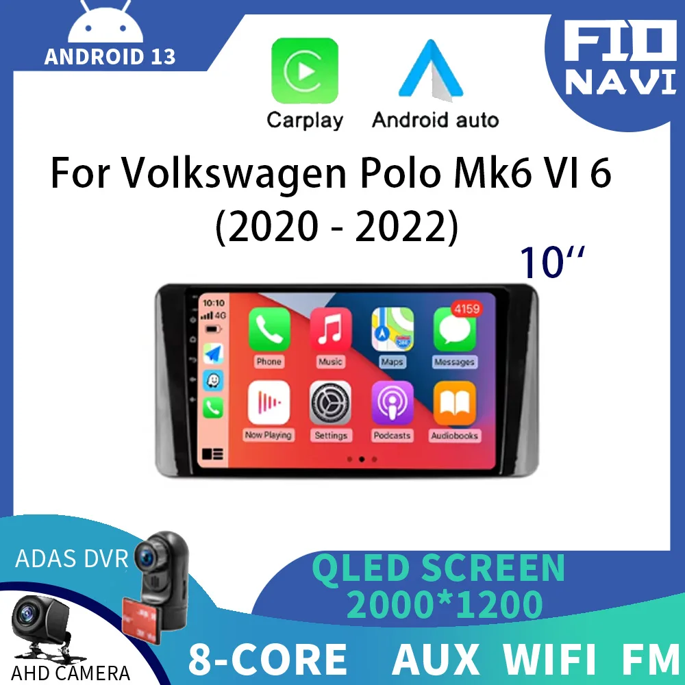 

Автомагнитола на Android 13 для Volkswagen Polo Mk6 VI 6 2020 - 2022 мультимедийный стерео видеоплеер 4G WIFI GPS навигация