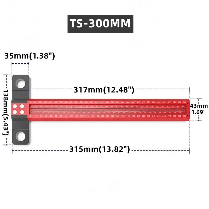 Woodworking Hole Drawing Ruler Metric Multifunctional Parallel/vertical Marking Rulers Measurement Woodworking Rulers Hand Tools