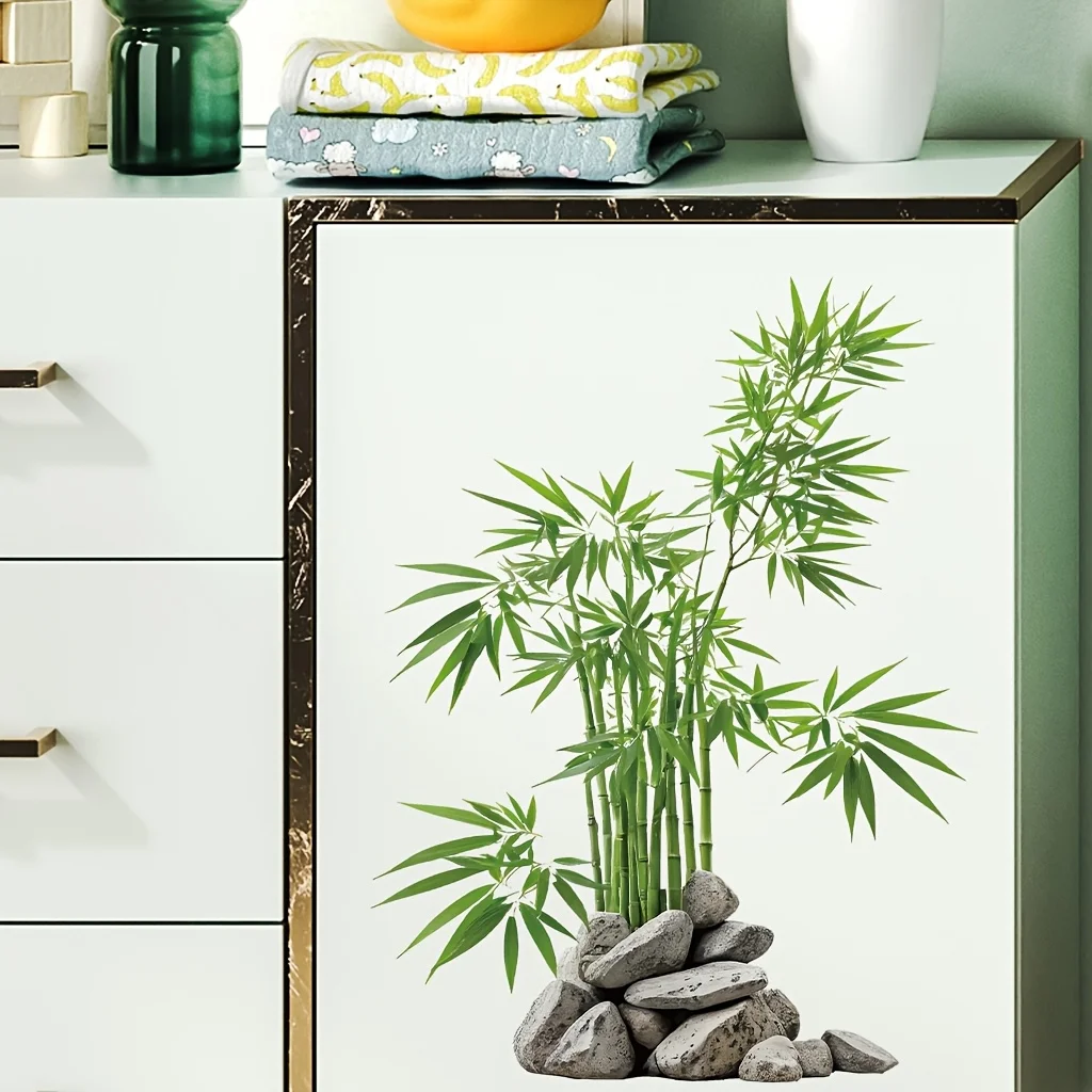 Watercolor Green Bamboo Leaf Plant Wall Stickers Decals Bedroom Bathroom Office Kitchen Playroom Home Decoration view 3