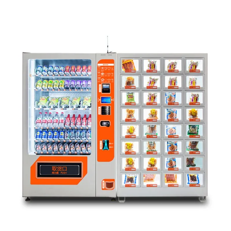 Big Capacity Drinks And Snacks Vending Machine Master Slave Locker Coin Operated Vending Machines