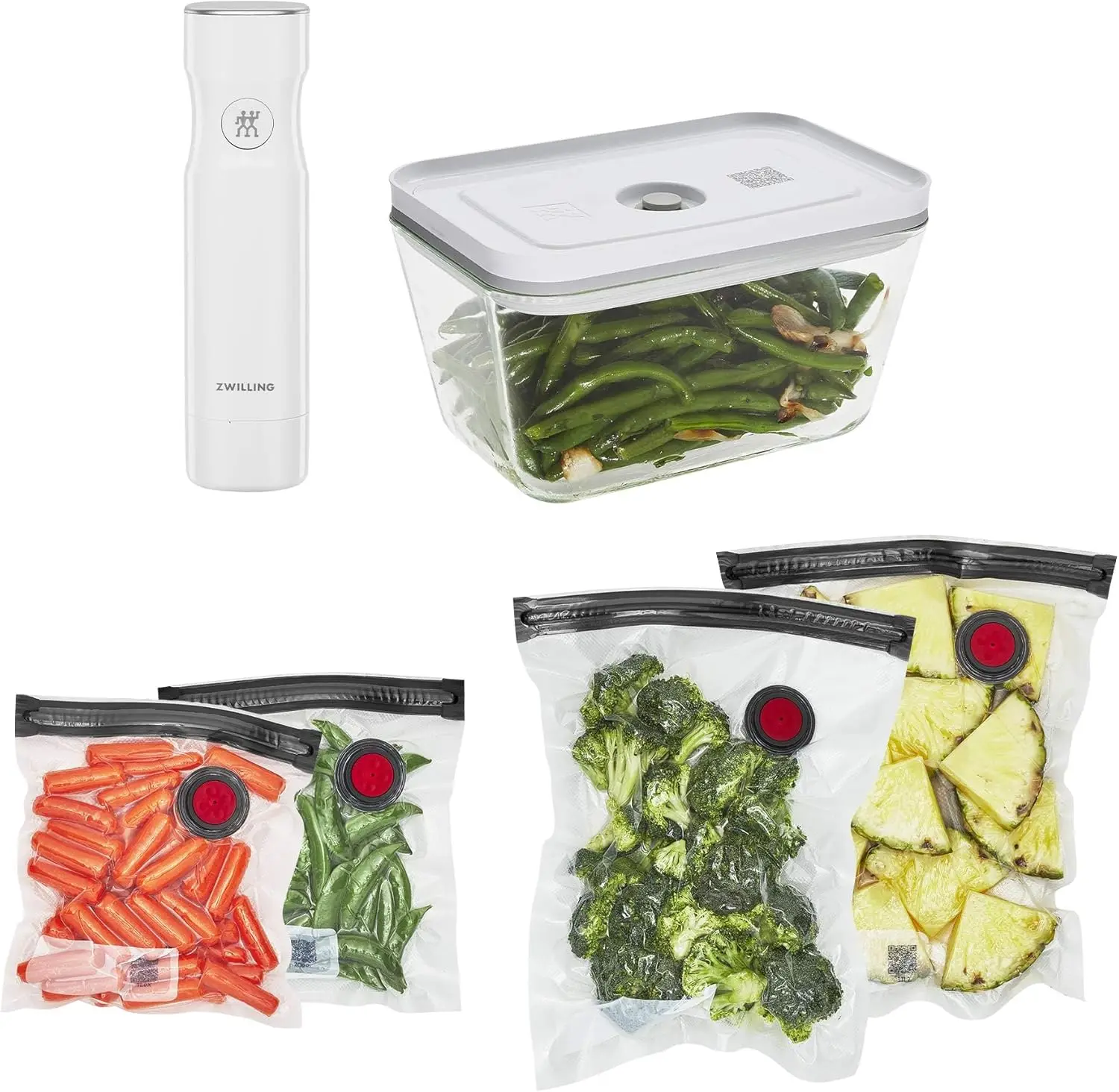 

Vacuum Sealer Starter Set with Glass Container, Sous Vide Bags for Meal Prep and Food Storage