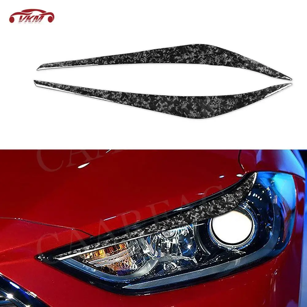 

Front Bumper Eyelids Eyebrow Headlight Covers for Hyundai Elantra 2016 2017 2018 Forged Carbon Fiber Car Styling