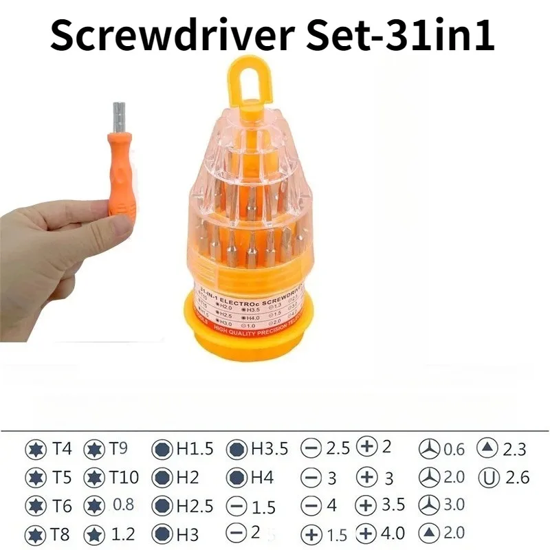 31 in 1 Magnetic Screwdriver Set Non-Slip Handle Small Screwdrivers Repair Tool Kit for iPhone iPad Computer Watch - Precision T
