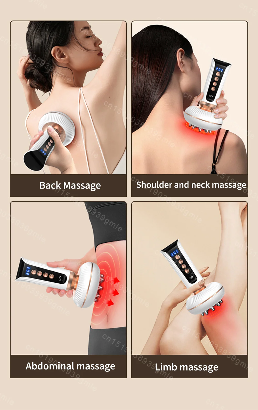 Elektryczna szczotka Meridian EMS Pulse Heating Massage Body Back Guasha Massager Microcurrent Scraping Lymphatic Drenaż Machine