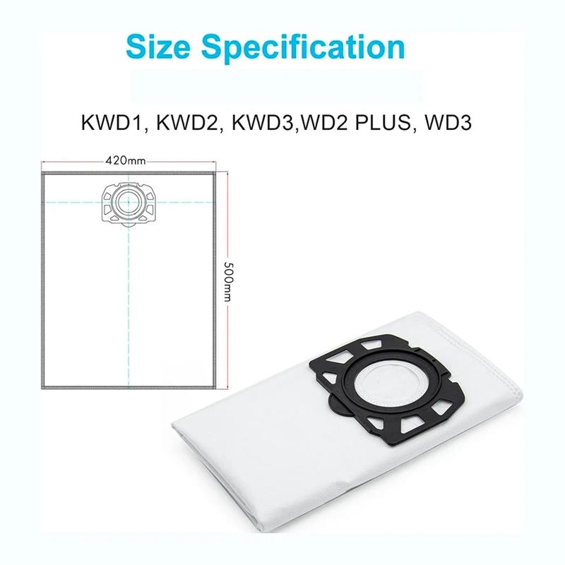 Vacuum Cleaner Bags Filter Suitable For Karcher KFI 357 KFI357 KA 40 Replacement Bag For Karcher 2.863-314.0WD2 Plus WD3