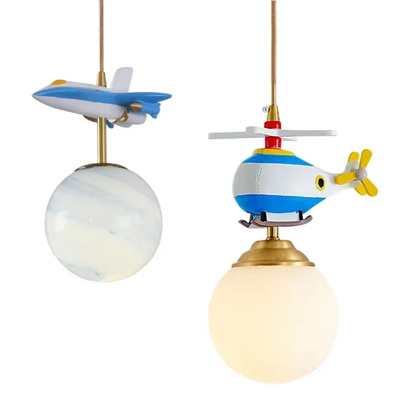 Children's Room Pendant Lights Boy Girl Bedroom Lamp Creative Plane Hanging Chandelier Light Fixtures for Ceiling Home Decor LED