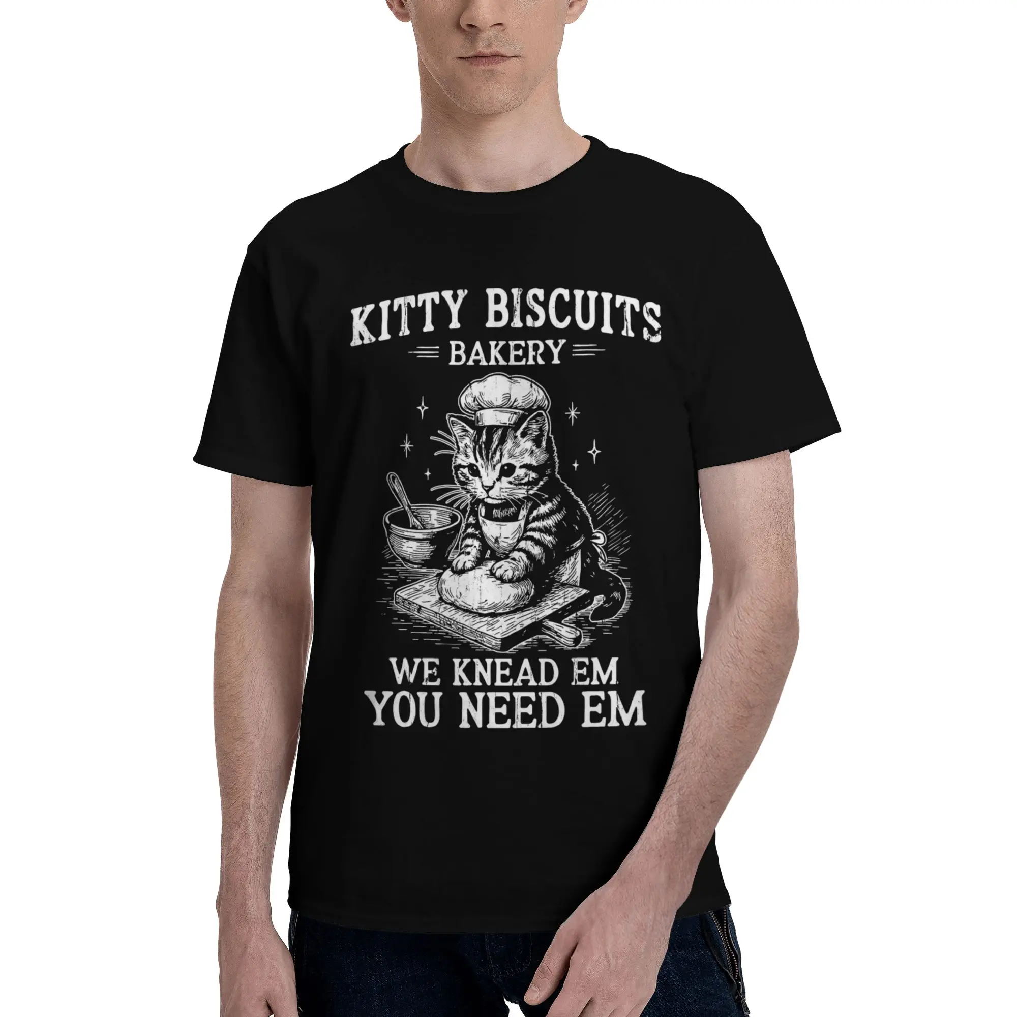Men Women  Biscuits We Knead Em You Need Em T Shirt 100% Cotton New Arrival Tee Shirts Cute Cats Clothing Outfits