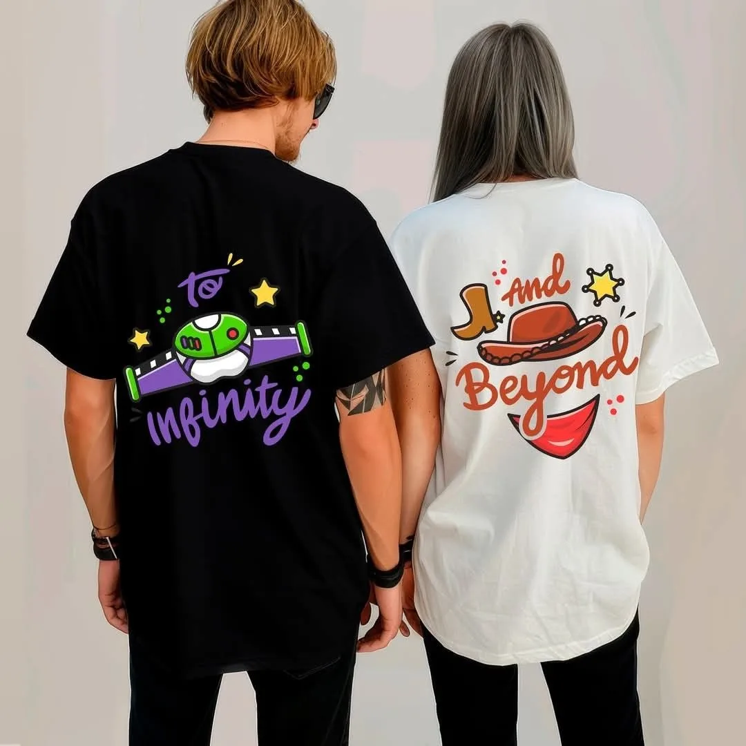 

Футболка Disney на День святого Валентина с принтом «Базз и Джесси», большого размера, для взрослых и детей, для пар, черно-белая, летняя, быстросохнущая, мягкая, легкая