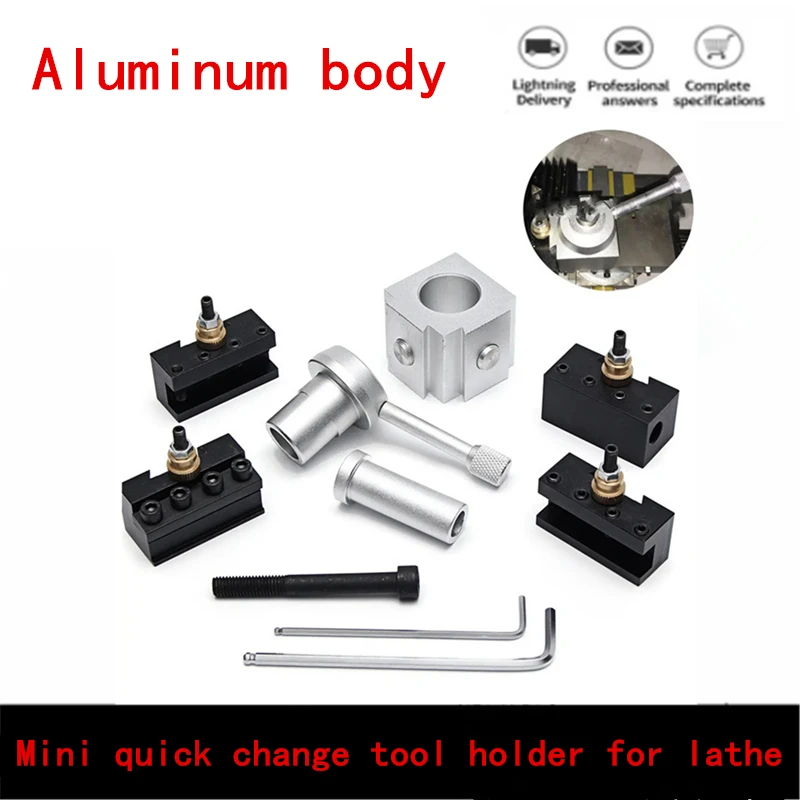 4Pc Facing Lathe Tool/Tool Post Holder Aluminum Alloy Quick Change Tool Post Mini Lathe Tool Post and Holder Kit Lathe Accessar