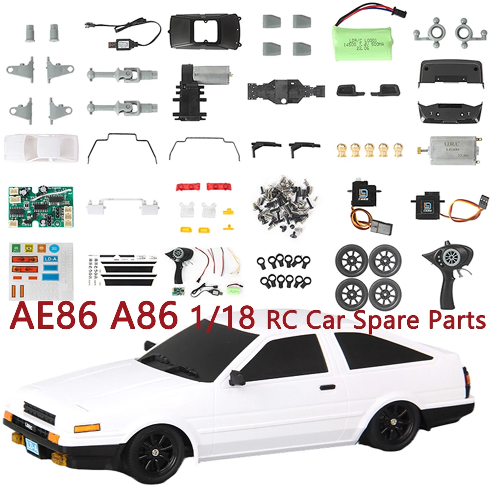 AE86 A86 1/18 RC Car Spare Parts  Propeller Shaft Arm Front Strip Tire Battery Remote Control Circuit Board Motor Brushless