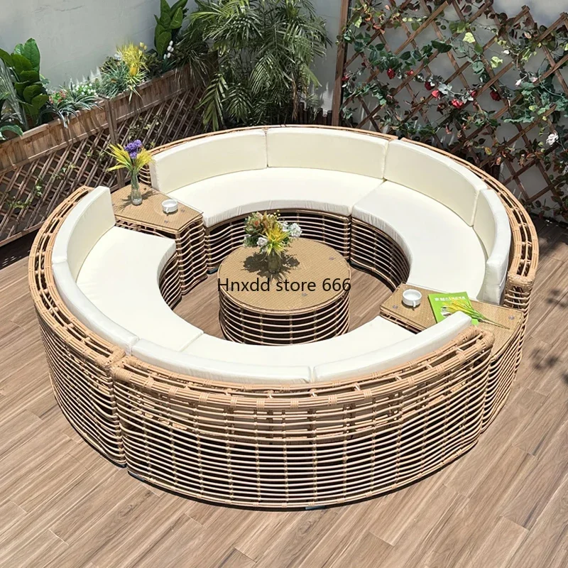 Outdoor rattan sofa courtyard open-air combination seat