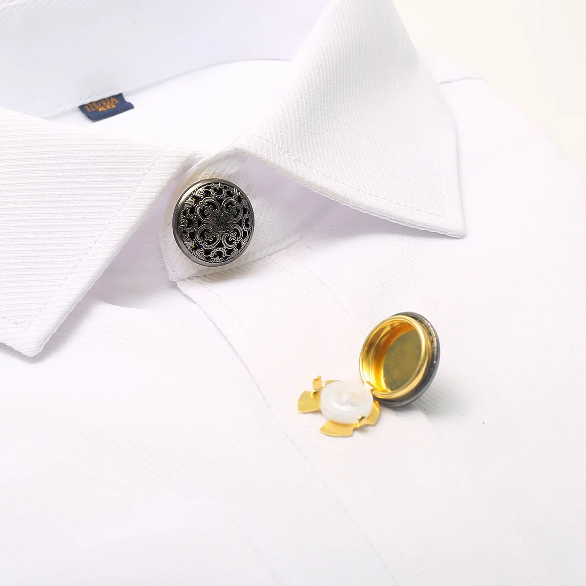 2-Pack Vintage Hollow Carved Cufflinks Button Covers Metal Shirt Sleeve Buttons Copper Seamless for Dress Shirt and Gowns Button