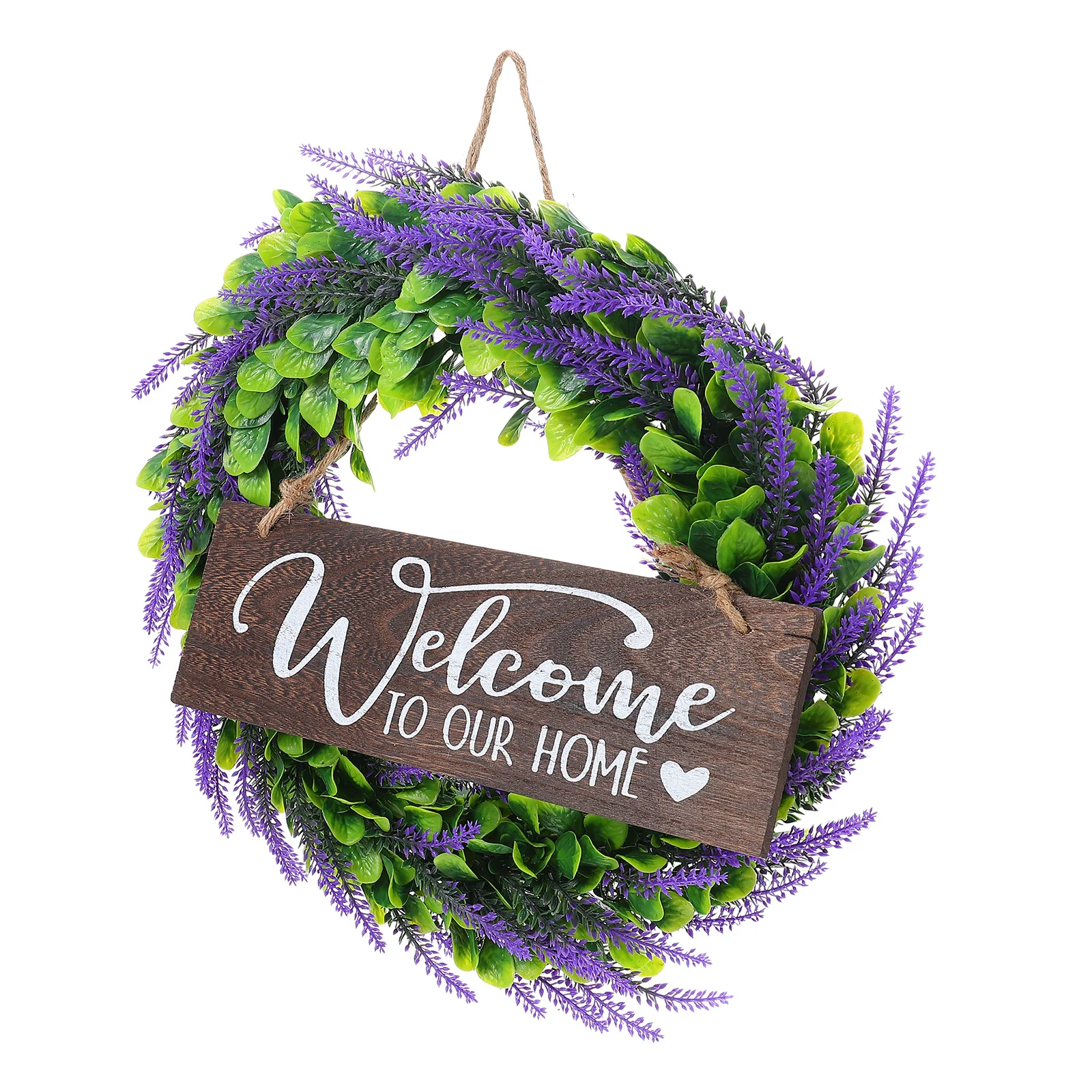

Artificial Lavender Wreath Wooden Welcome Sign Hanging Spring Wreath Decor For Front Door Home Wedding Party Garden Decoration