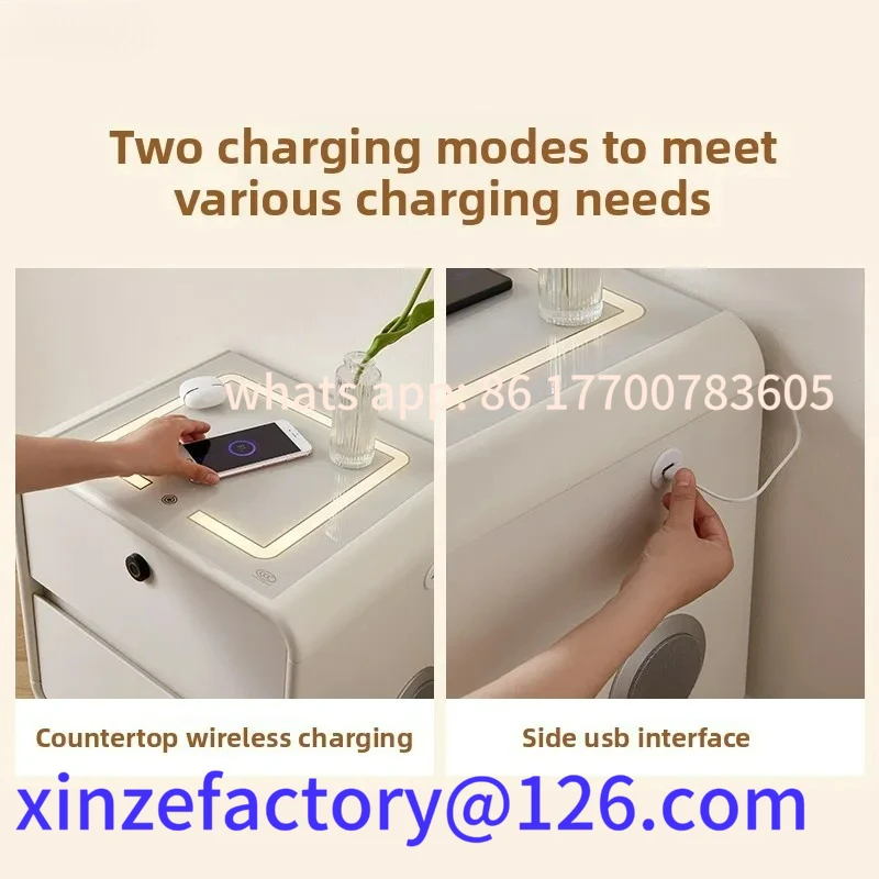 Customizable HXL smart bedside table rechargeable multi-function bedroom bedside storage cabinet