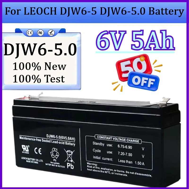 New DJW6-5.0 6V 5Ah High Quality Battery for LEOCH DJW6-5 DJW6-5.0 Battery