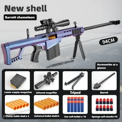 Barrett Soft-Bullet Gun Can Be Fired Toy Gun Manually Loaded Sniper Rifle Boys Outdoor Battle 2025 Christmas Gift