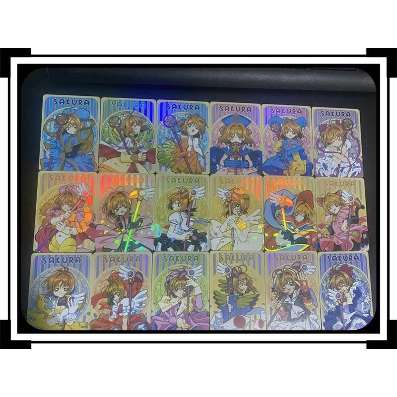 18Pcs/set Card Captor Sakura Homemade Kinomoto Sakura Anime Characters Kids Toys Collection Card Board Game Card Christmas Gift