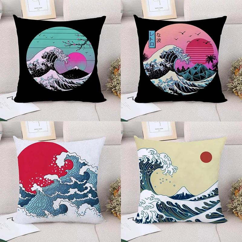 Decorative Pillowcases Cushions Pillowcases Clouds and Waves Pattern Home Decor Bedding