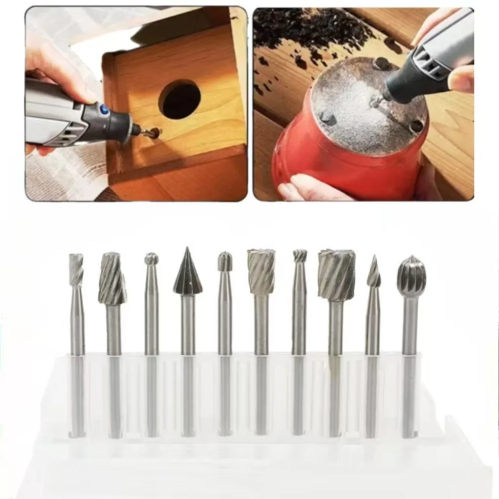 

6/10pcs Rotary Burr Mill Cutter Routing Router Bits Burr Rotary Tools Wordworking Tool Engraving Dremel Accessories