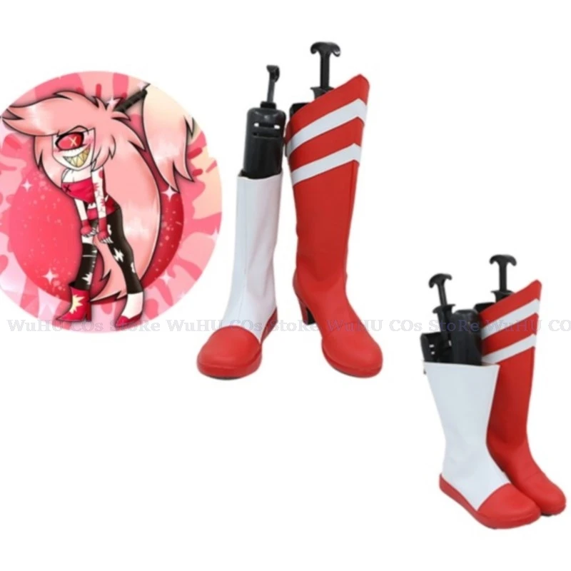 Hazbin Cherri Bomb Cosplay Cherri Bomb Boots Hotel White Red Leather Shoes Cherri Bomb Shoes Women Men Halloween Roleplay Shoes