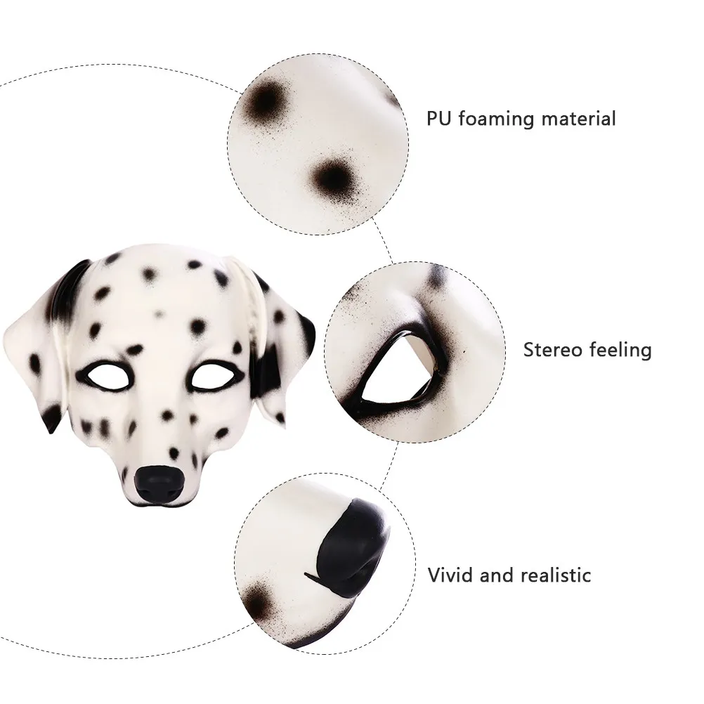 1Pcs Spotty Dog Mask Enhanced Realism Smooth Texture Comfortable Wear Animal Mask for Halloween Party Role Play Stage
