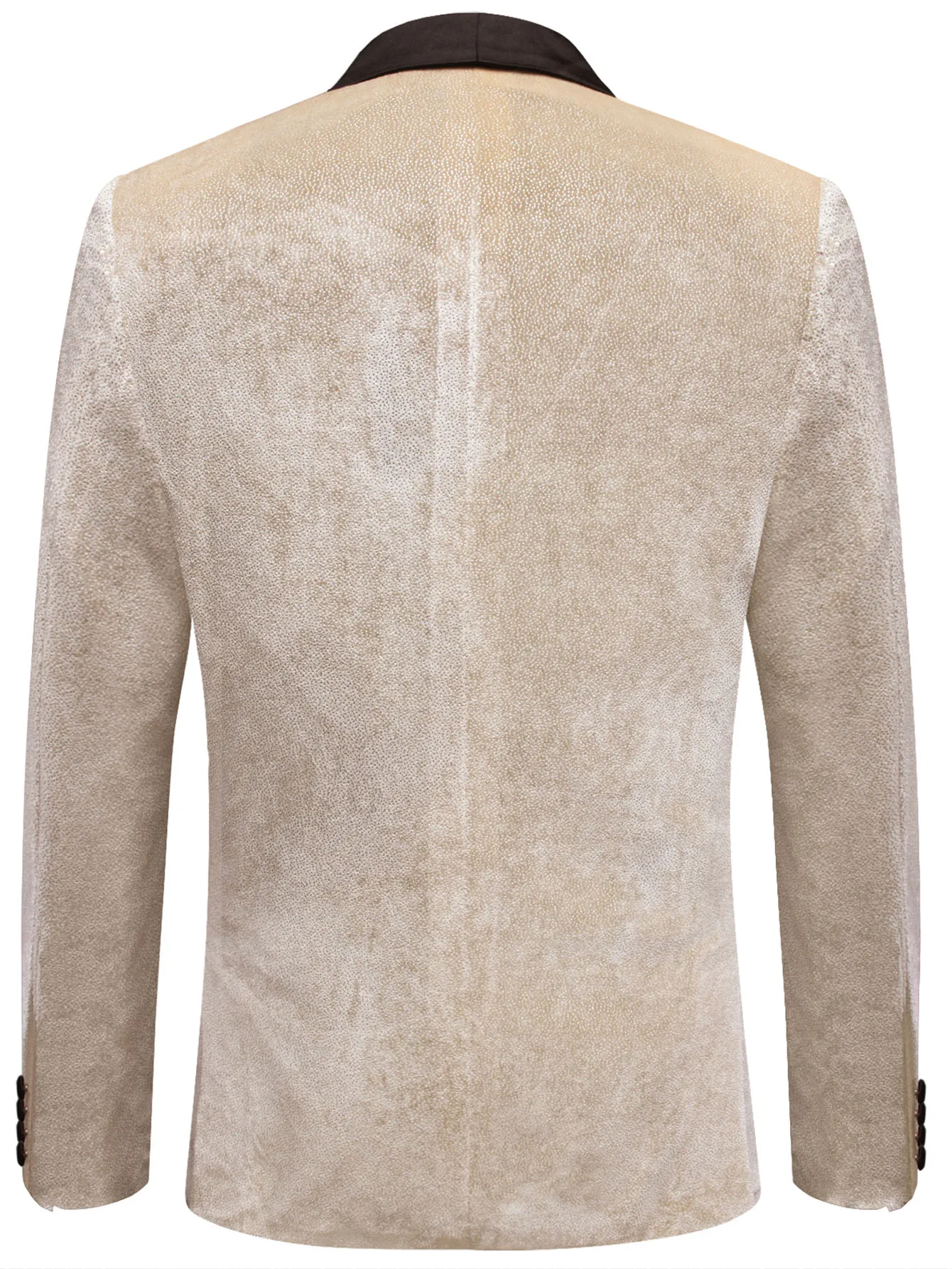Slim Fit Champagne Glitter Textured Tuxedo Jacket for Men, Satin Shawl Collar Formal Blazer Prom Evening Host Costume