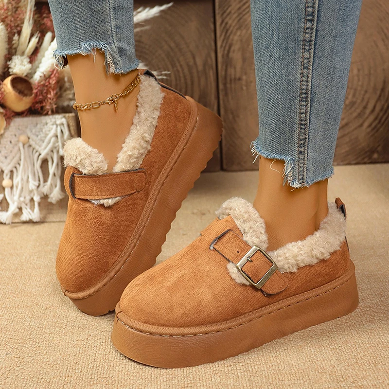 

New Winter Women Luxury Ankle Boots Deep Mout Flat Comfortable Platform Boots Plush Fashion Retro Cotton Designer Shoes Women