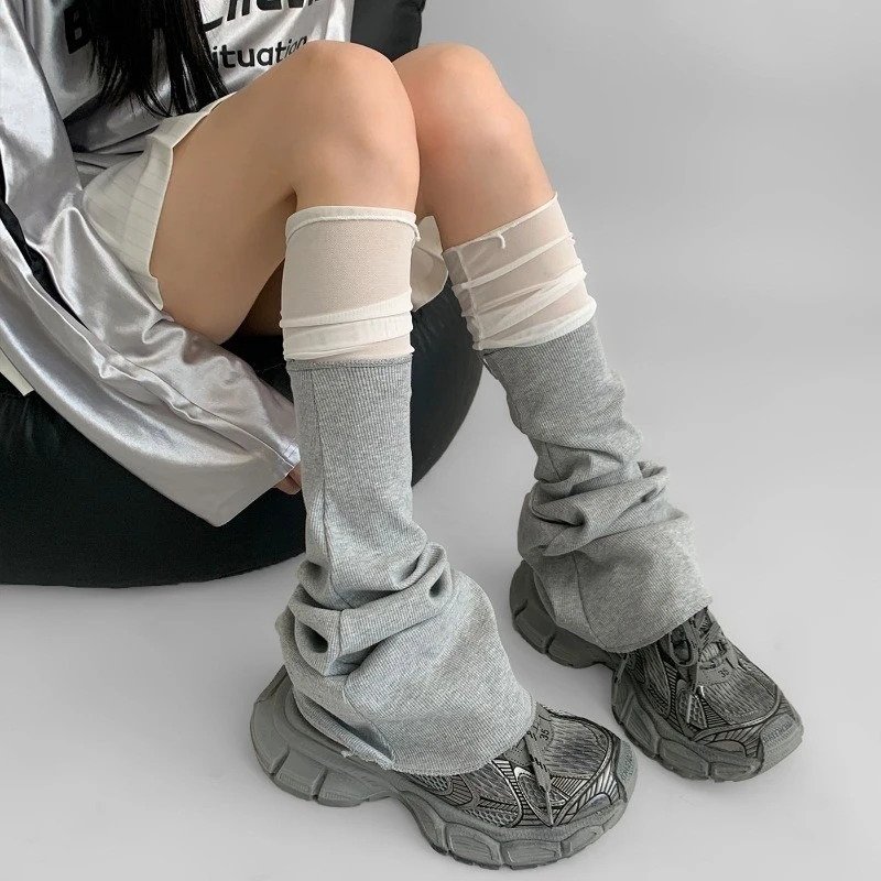 New Spring/Autumn Japanese Style Patchwork Leg Covers Ballet Sweet Flared Leg Warmers Y2k Knee High Stacked Sock JK Slouch Socks