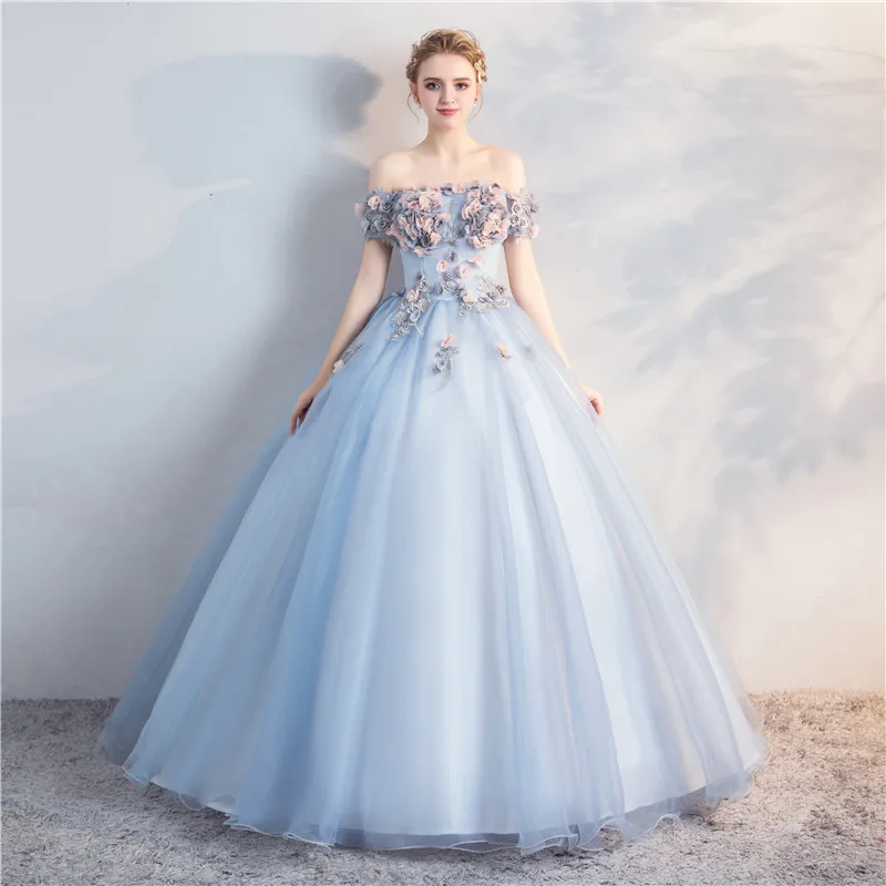 

2020 New Long Evening Gown Tulle Skirt Solo Opera Stage Performance Dr Princ Sle Silk Satin Fabric One oulder