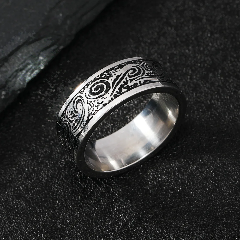 1pcs Hot Selling Personalized Retro Titanium Steel Ring With Dragon Pattern That Does Not Fade men's Stainless Steel Jewelry