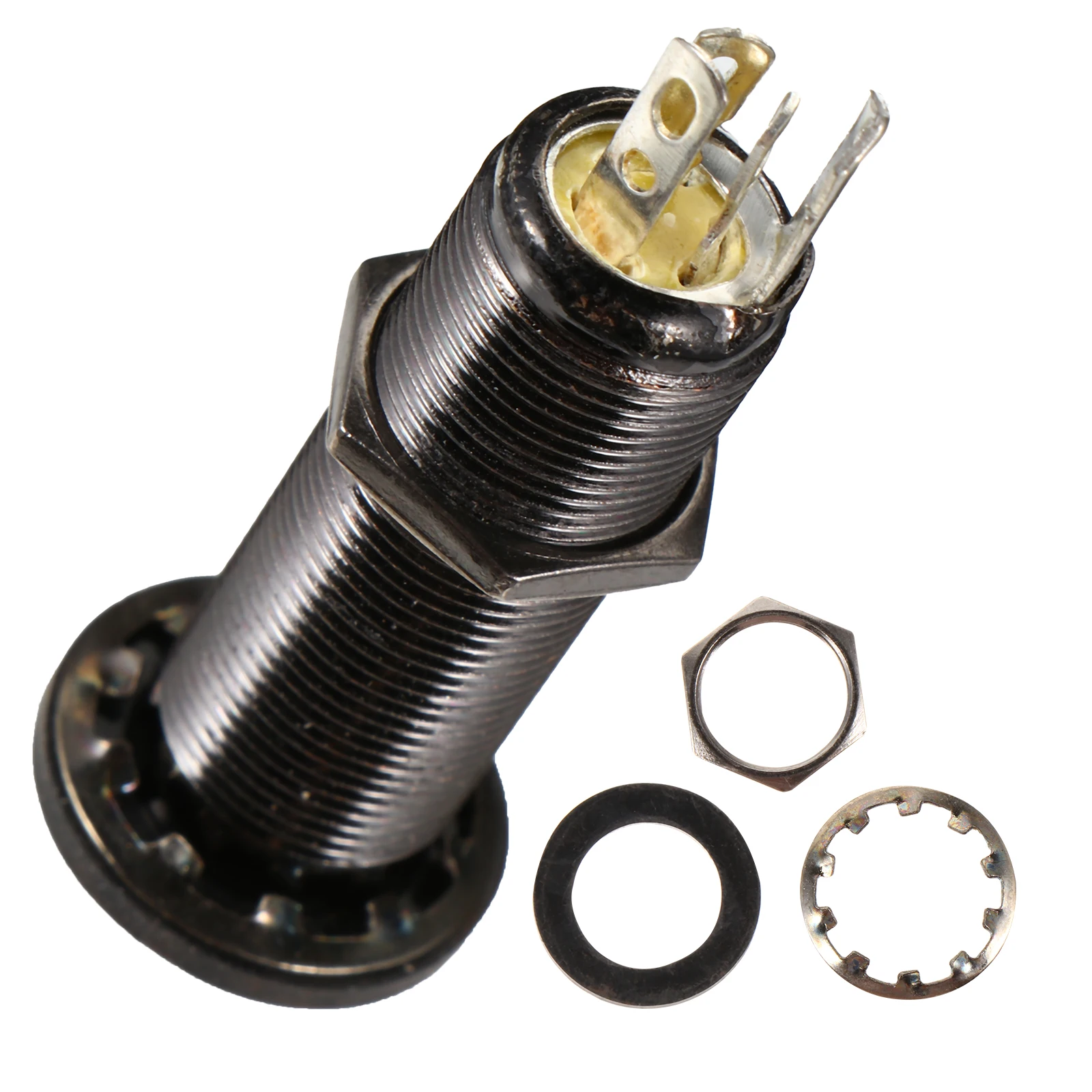 

Electric Guitars Jack Bass Accessories Barrel for Cylinder Flush Mount Stereo Plug Black