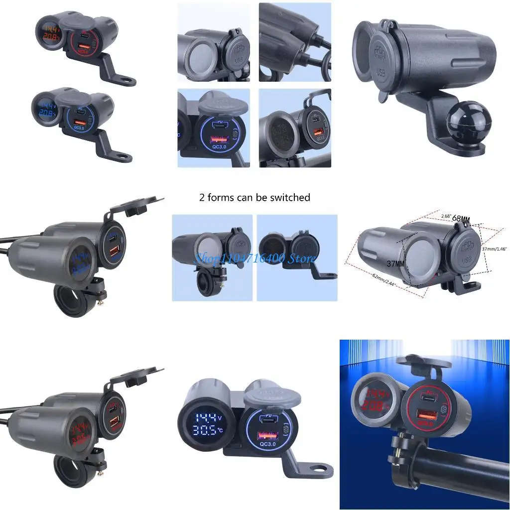 

y1gd Motorcycle Dual USB Quick for QC Fast Socket Power Outlet Ada