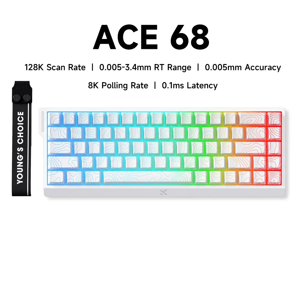 PYLV MCHOSE ACE 68 Wired Magnetic Switch Gaming Keyboard Hall Effect Rapid Trigger Programmable RGB 8K Hz DKS/MT/TGL/RS/SOCD