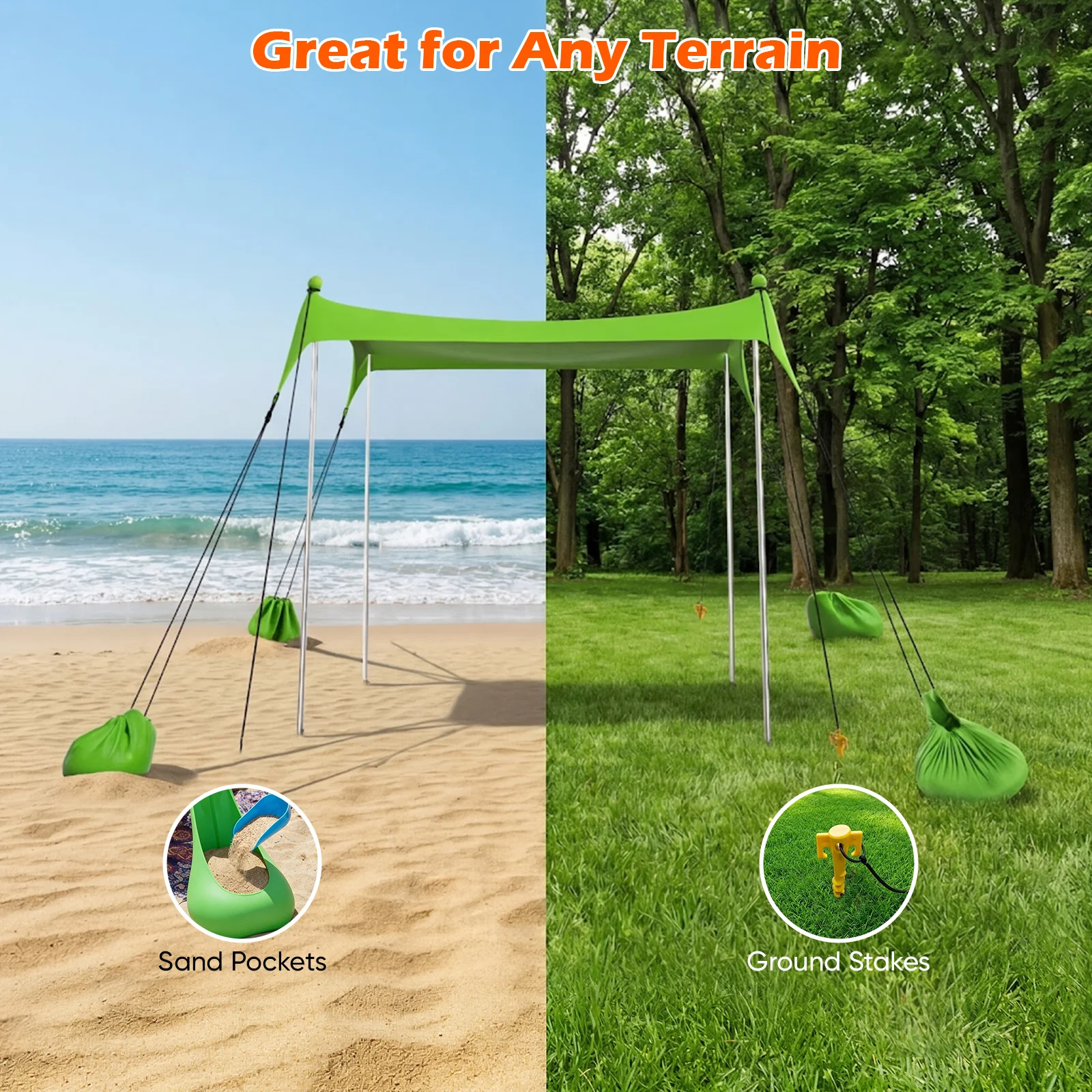 Tente légère pour le camping en plein air, idéale pour se protéger du soleil à la plage, dimensions 2 x 2,1 x 1,5 m, indice UPF 50+, résistante au vent, facile à installer, livrée avec un sac de rangement, parfaite pour les pique-niques, le camping en plein air et les activités de plein air.