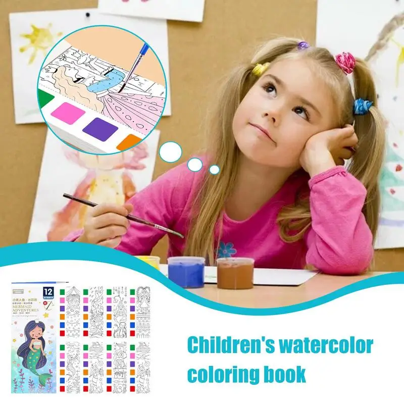 หนังสือรูปวาดสีน้ำพ็อกเก็ตหนังสือชุดงานฝีมือศิลปะหนังสือมือรูปวาดสีน้ำทางการศึกษาชุดวาดภาพด้วยแปรงสีน้ำ