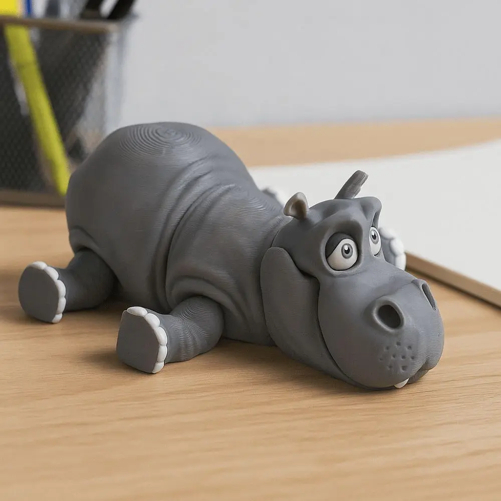 Hippopotame imprimé en 3D, Design créatif, rotatif, Style mignon, Simulation d'hippopotame, modèle PLA, articulations posables