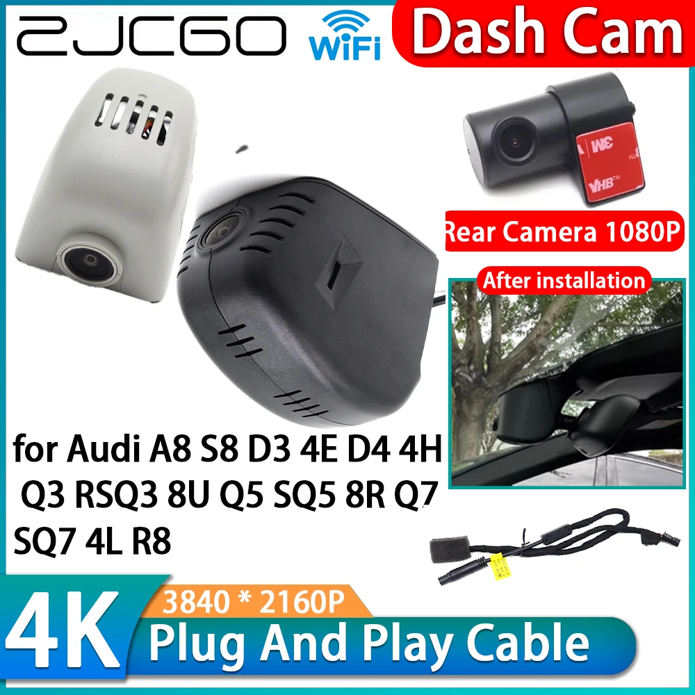 

ZJCGO for Audi A8 S8 D3 4E D4 4H Q3 RSQ3 8U Q5 SQ5 8R Q7 SQ7 4L R8 4K Wifi DVR Car OEM Video Recorder Dash Cam Front Rear Camera
