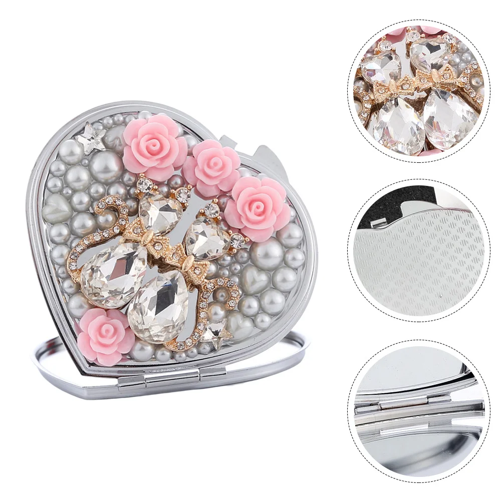 Miroir de maquillage Compact en forme de cœur aimant, Portable et Durable pour les voyages d'affaires, délicat et confortable