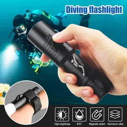 Professional Diving Flashlight T6 LED Hand Lamp IPX8 Highest Underwater Rating Super Bright Scuba Dive Torch Powered By 18650