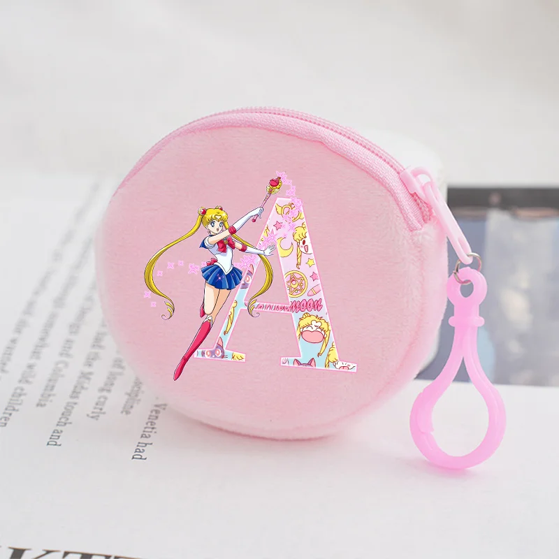 Кошелек-монетница-Сейлор-Мун-для-девочек-и-женщин-аниме-кошелек-с-инициалами-a-z-на-молнии-для-ключей-и-денег-аксессуар-сумка-брелок-подвеска-декор