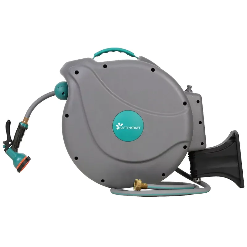 GARTENKRAFT 1/2'' PVC/PP Plastic Automatic Rewind 20m Retractable Wall Mounted Outdoor Garden Hose Reel