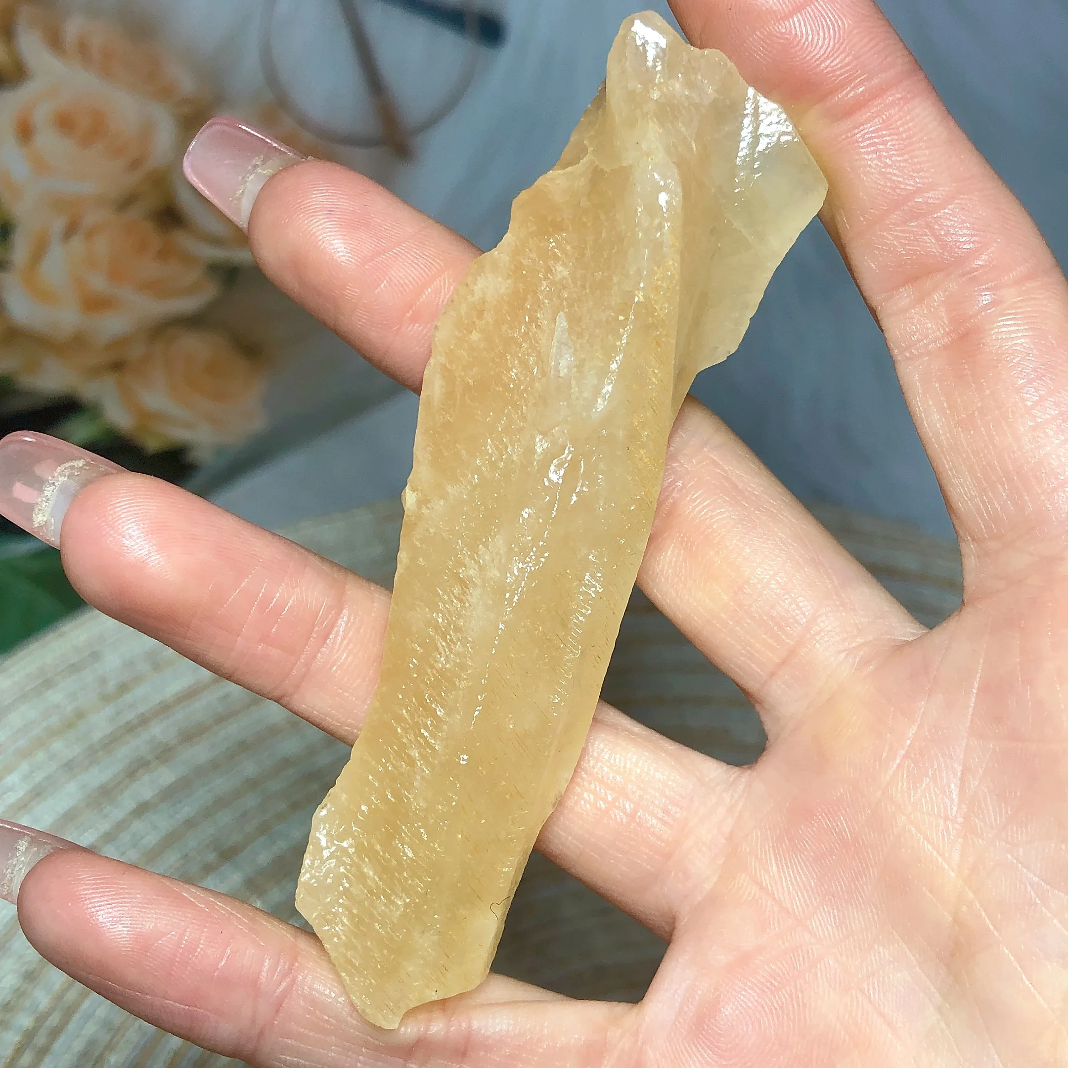 

Natural Crystals Honey Calcite Skeletal Specimen Raw Stone Rainbow Reiki Healing High Quality Room Decor Mineral Energy