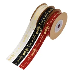 Happy Birthday Ribbon Roll Bronzing Printed Cake Box Packaging Ribbon for Gift Wrapping Crafts, 15 mm X 10 Yards/20 Yards