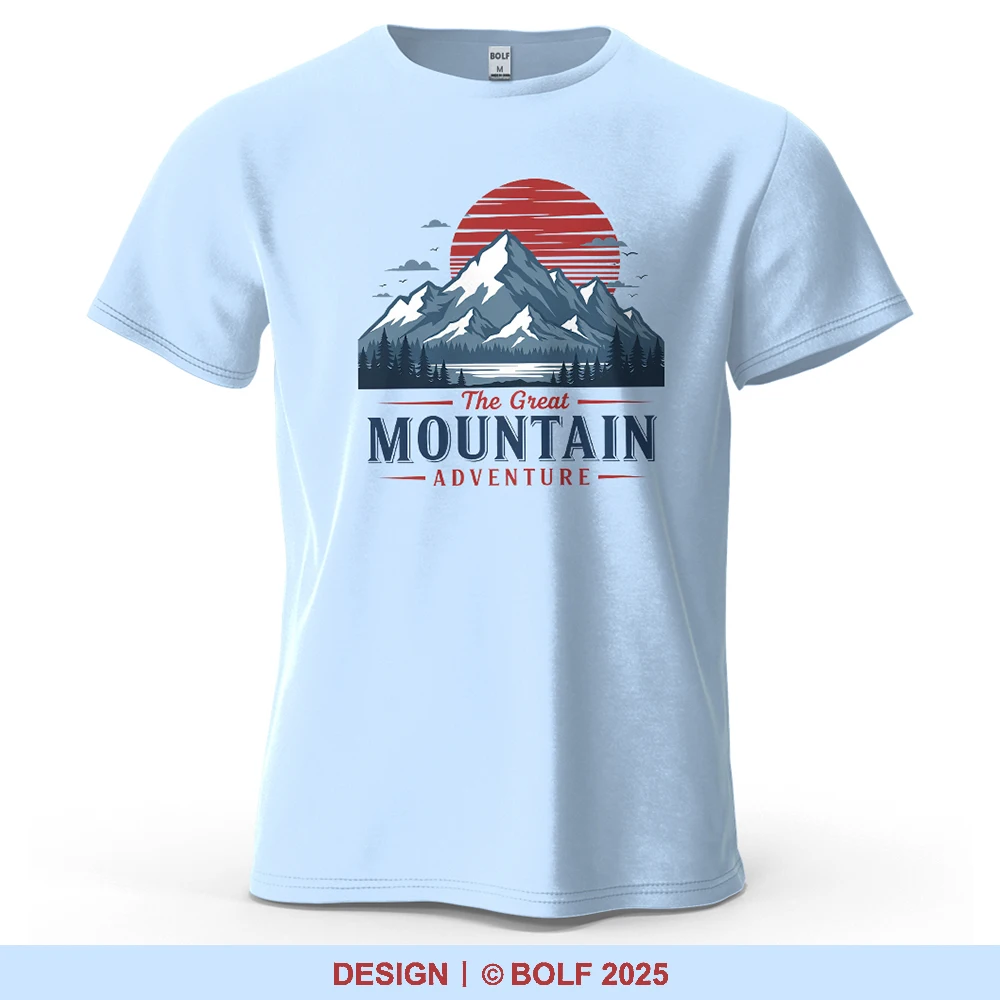 Camiseta masculina de manga curta com gráfico de aventura ao ar livre 100% algodão vintag…