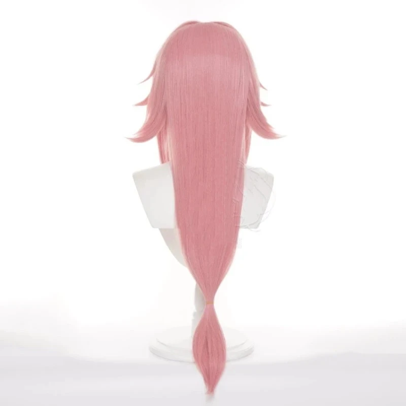 جينشين إمباكت ياي ميكو شعر مستعار تأثيري المرأة طويلة الوردي شعر مستعار تأثيري أنيمي تأثيري الباروكات مقاومة للحرارة بيروكات صناعية هالوين #4