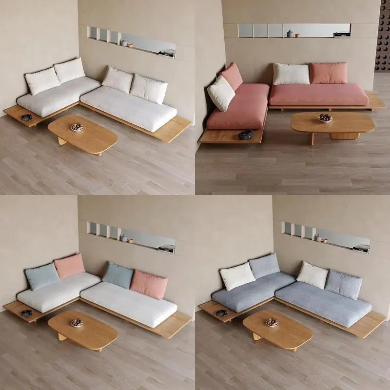 Style Dual Purpose Sofa Bed Solid Wood Fabric Tatami Double Italian Design for Living Room Small Apartment
