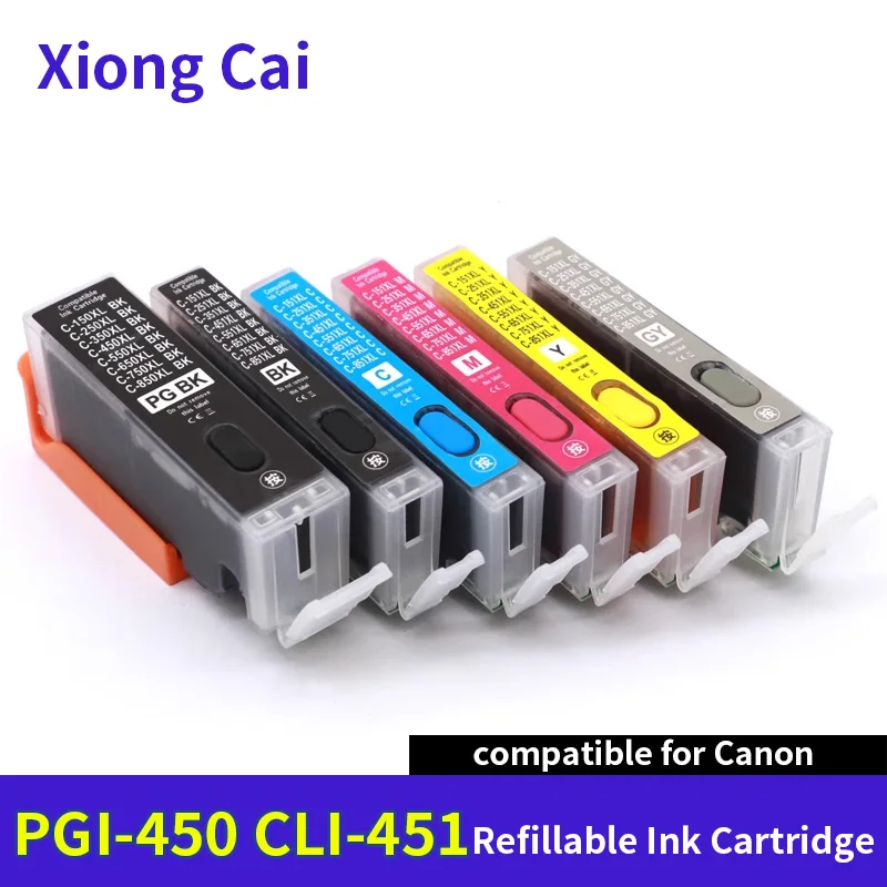 PGI-450 CLI-451 XL Refillable Ink Cartridge with ARC Chips Compatible For Canon PIXMA IP7240 MG5440 MG5540 MG6440 MG5640 MX924