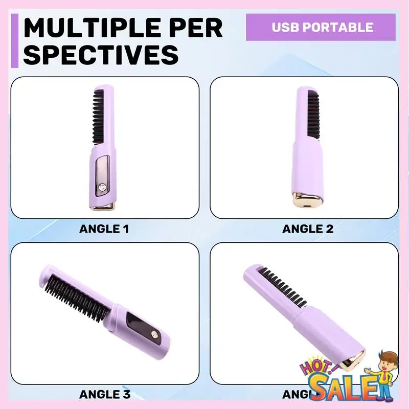 A88X Negative  Hair Straightener Comb Brush With Temperature Display Anti-Scald Design