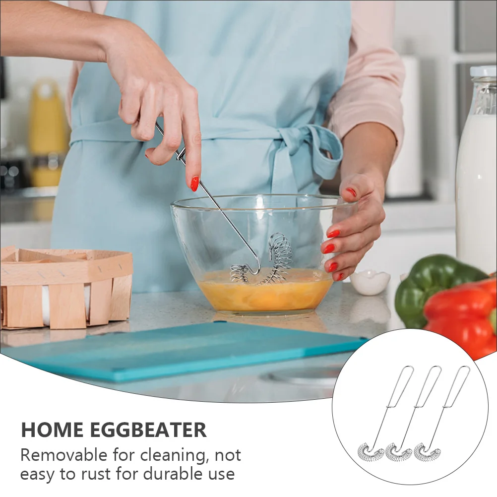 

3pcs Egg Stainless Steel Kitchen Tools Kitchen Tools Whisk Hand Mixer Small Spring Removable Flexible Use