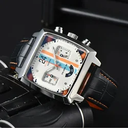 Fashion Watches for Men Original Brand Luxury Monaco Design Square Case Leather Strap Hollow Back AAA Male Clocks Free Shipping